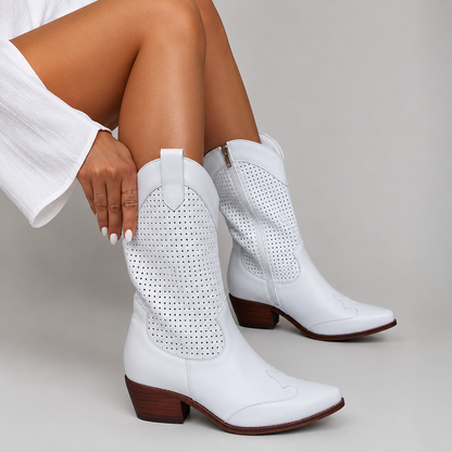 Damen Orthopädische Stiefeletten im Western Stil mit Wildleder Optik und Absatz