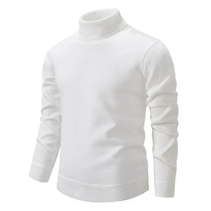 Weißer Rollkragenpullover aus Baumwolle, langärmelig, modisch und warm, ideal für Herbst und Winter. Perfekt für stilvolle Herrenmode.