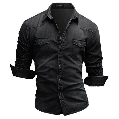 Herren Jeanshemd mit Knopfleiste und Kentkragen