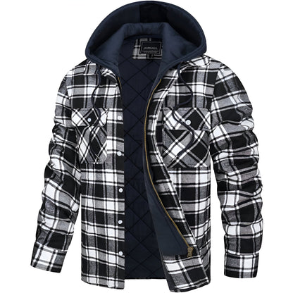 Herren Herbstjacke Wasserabweisend mit Reißverschluss und Verstellbarer Kapuze