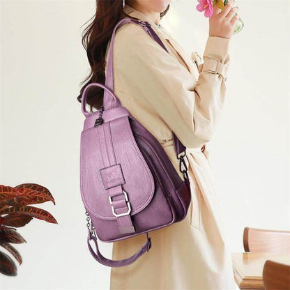 Premium wasserdichter Leder-Rucksack für Damen