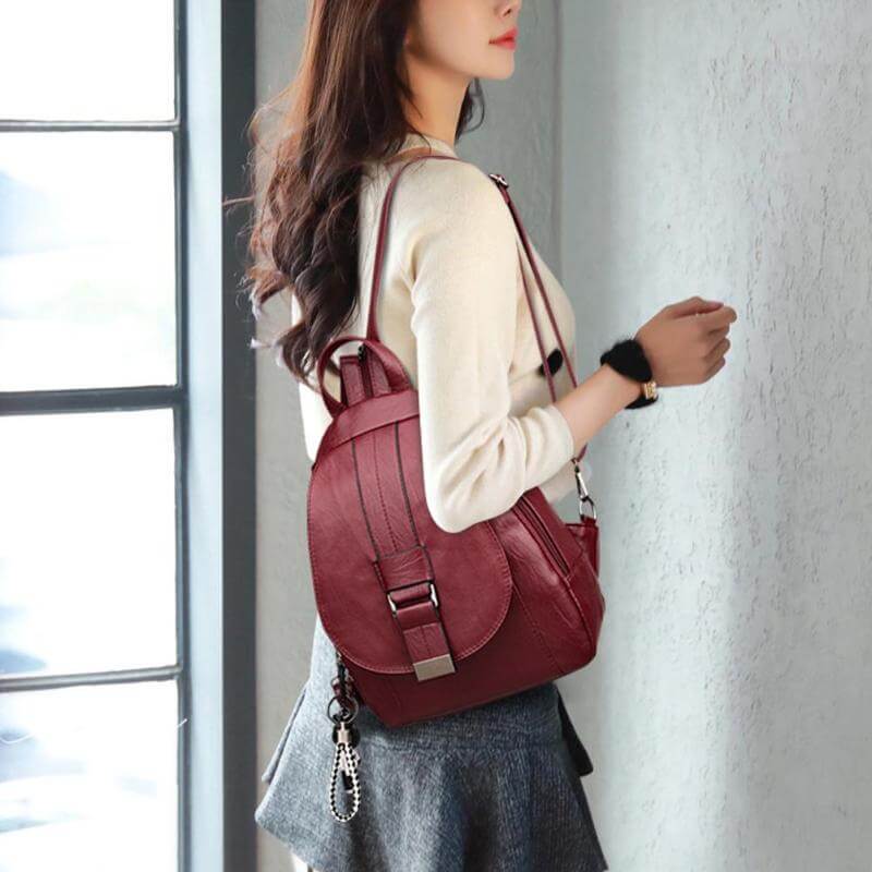 Premium wasserdichter Leder-Rucksack für Damen