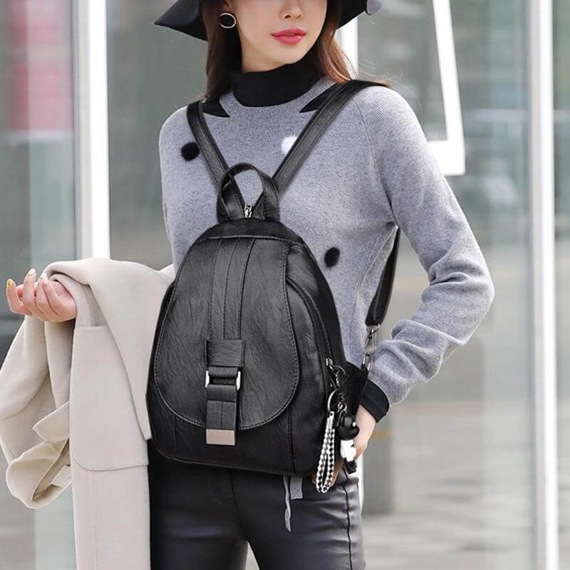 Premium wasserdichter Leder-Rucksack für Damen