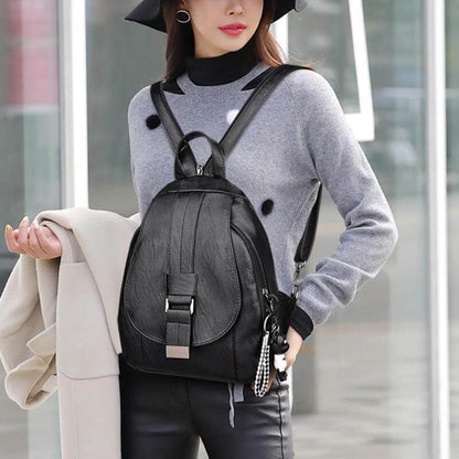 Premium wasserdichter Leder-Rucksack für Damen