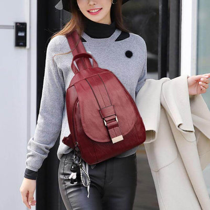 Premium wasserdichter Leder-Rucksack für Damen