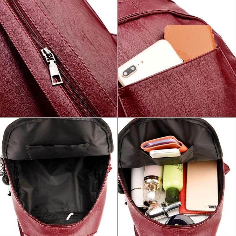 Premium wasserdichter Leder-Rucksack für Damen