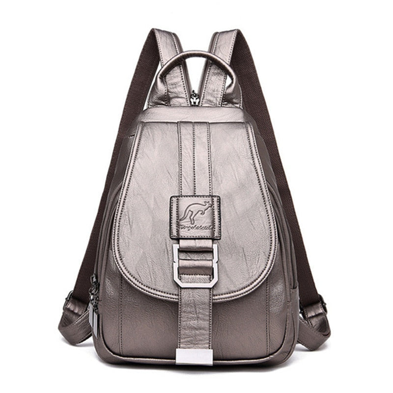 Premium wasserdichter Leder-Rucksack für Damen