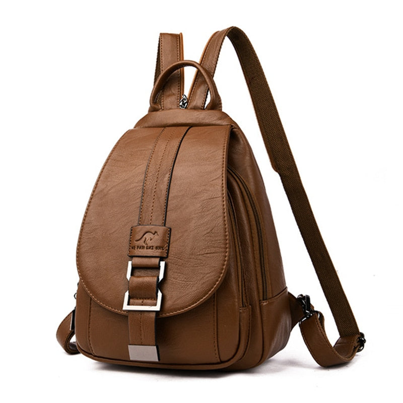 Premium wasserdichter Leder-Rucksack für Damen