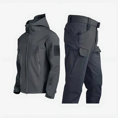 Wasserdichtes Outdoor-Taktik-Set für Herren mit Kapuzenjacke und Cargohose