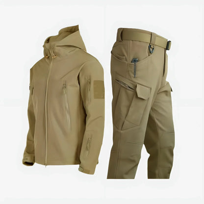 Wasserdichtes Outdoor-Taktik-Set für Herren mit Kapuzenjacke und Cargohose